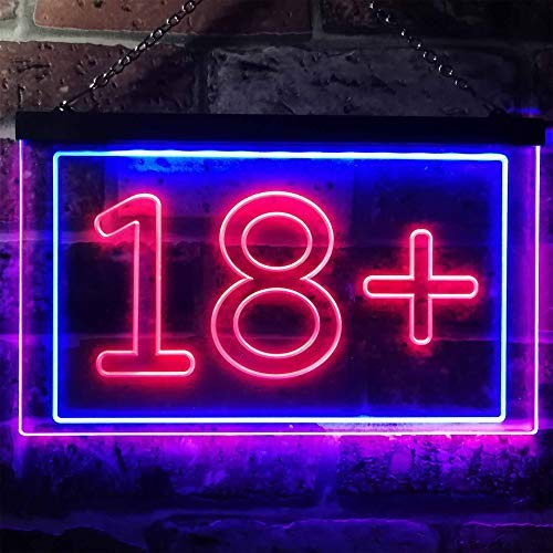 Adults Only 18+ Dual LED Neon Light Sign